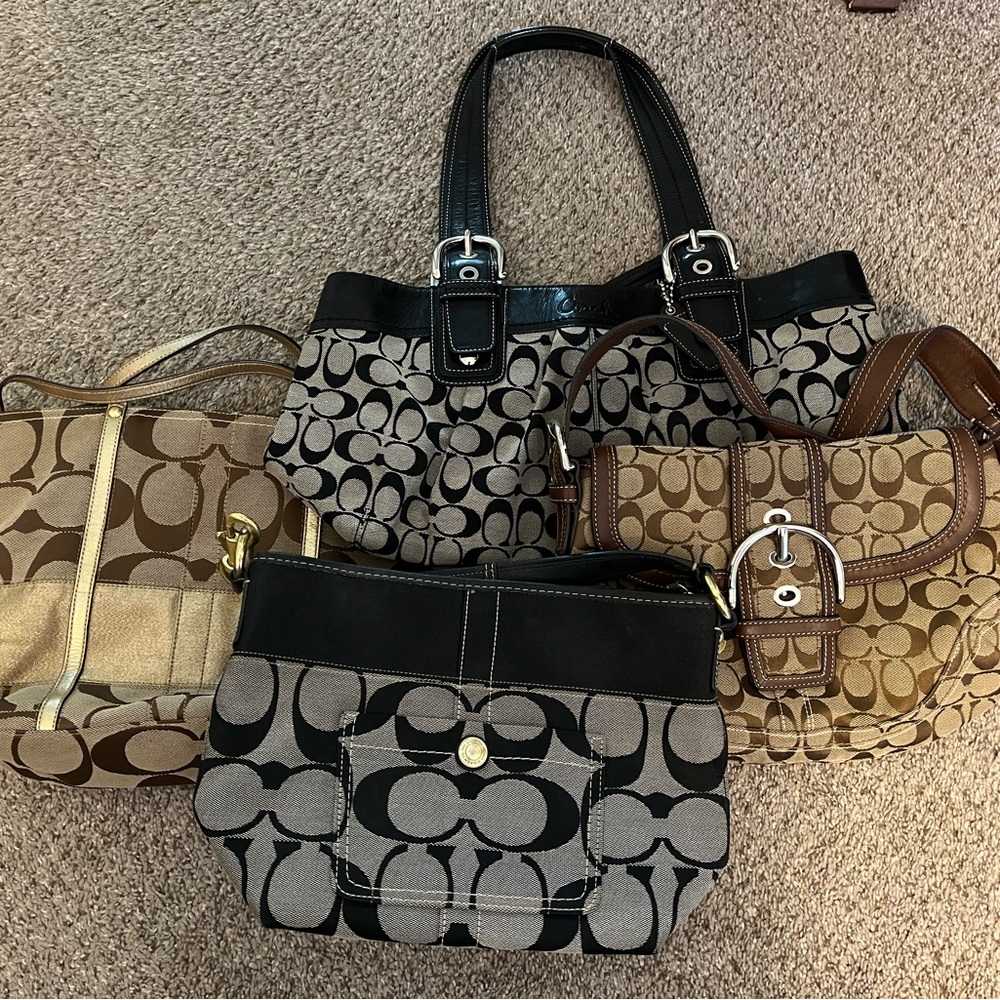 Coach Black and Gray Signature Tote Bag